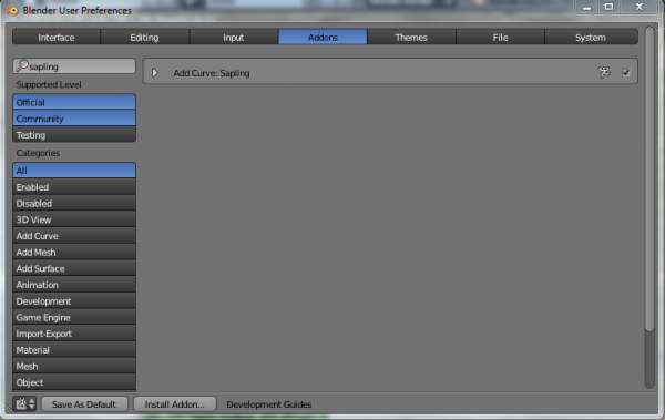 enable the sapling addon